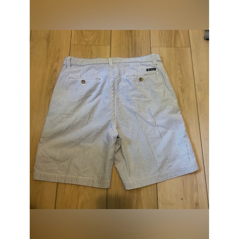 CHAPS Men's Seersucker Shorts Blue White‎ Striped Casual Summer Wear Size 34 - Picture 2 of 4